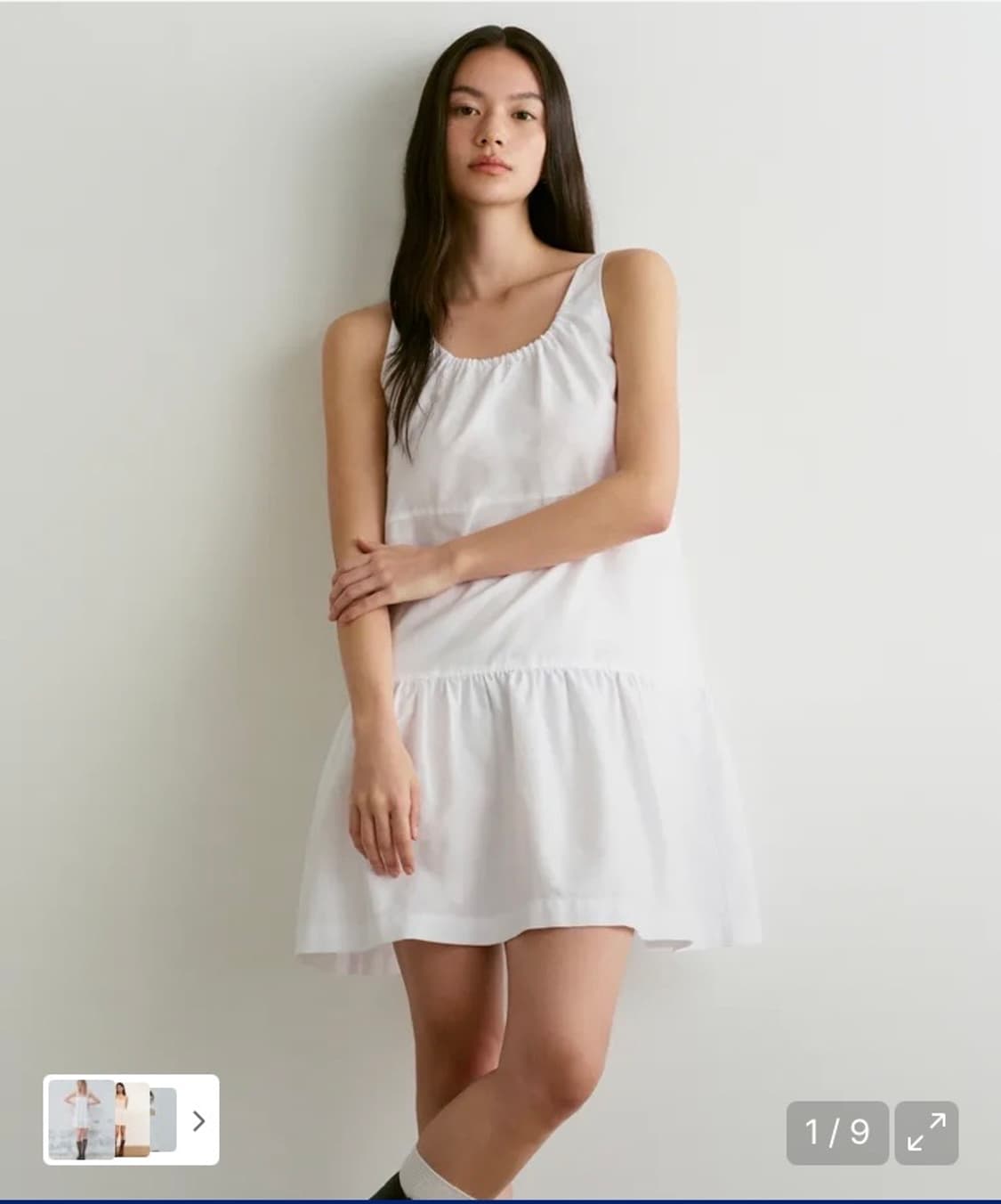 무신사스탠다드 우먼즈 코튼 티어드 미니 드레스 [화이트] 상품이미지1