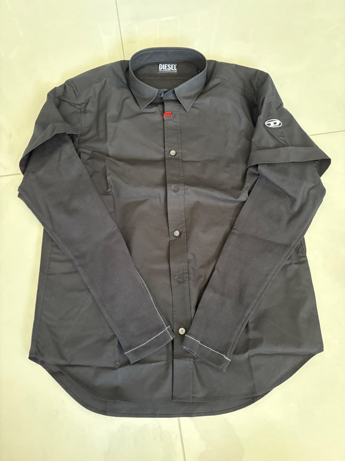 fake layered cotton long-sleeve shirt 상품이미지5
