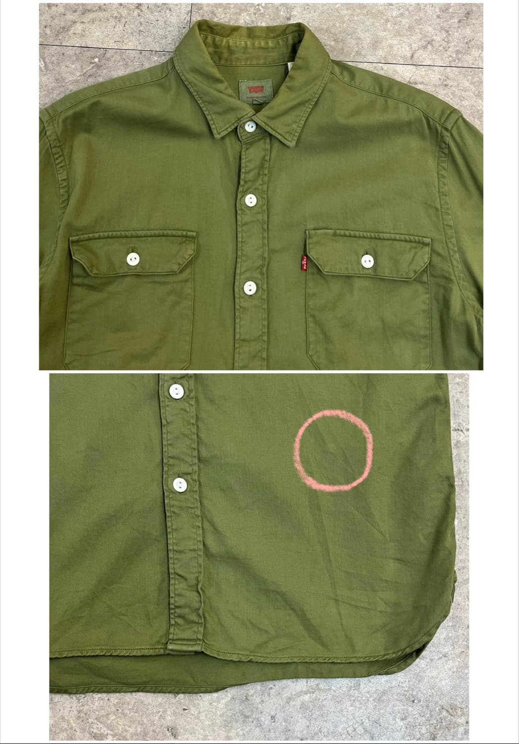 리바이스 포켓 셔츠 카키 M #csz3426 상품이미지5