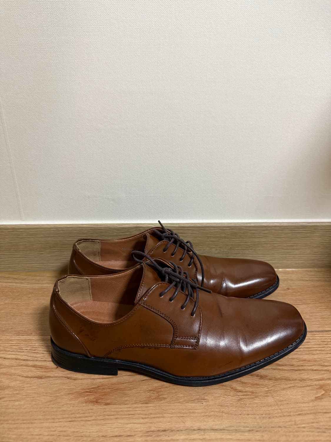 (270size) 빈티지 레더 카멜 더비슈즈 상품이미지2