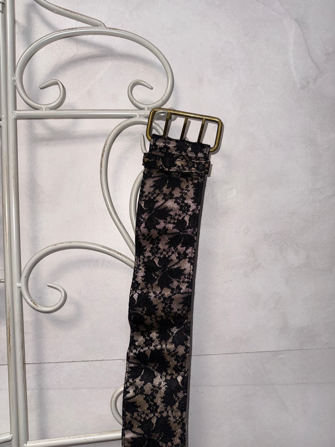 Black floral lace beads detail buckle 벨트 상품이미지5