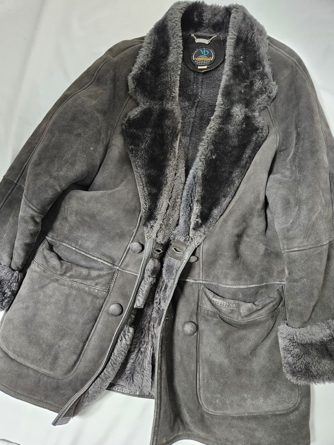 VIRDIAN 양가죽 양털 리얼레더 무스탕 코트 자켓 빈티지 다크 110 상품이미지2