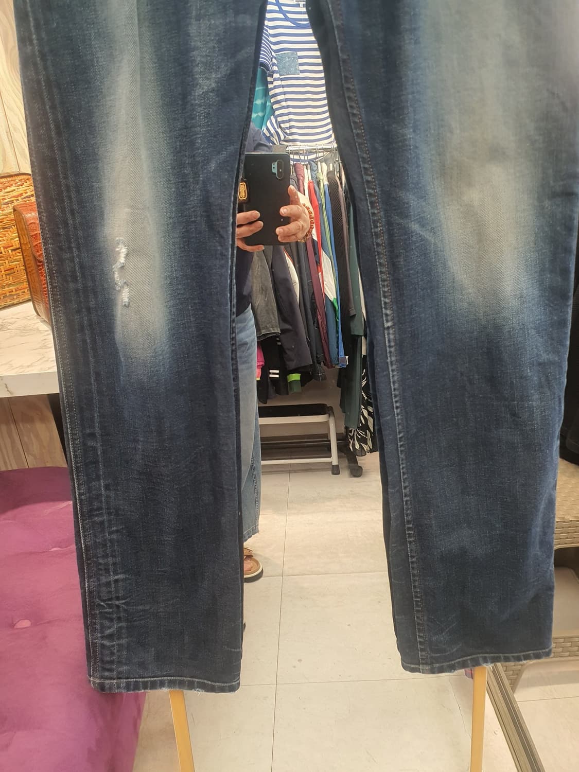 디젤(Diesel) 정품 대런(DARRON) 남성 슬림 테이퍼드 워싱 청 상품이미지3