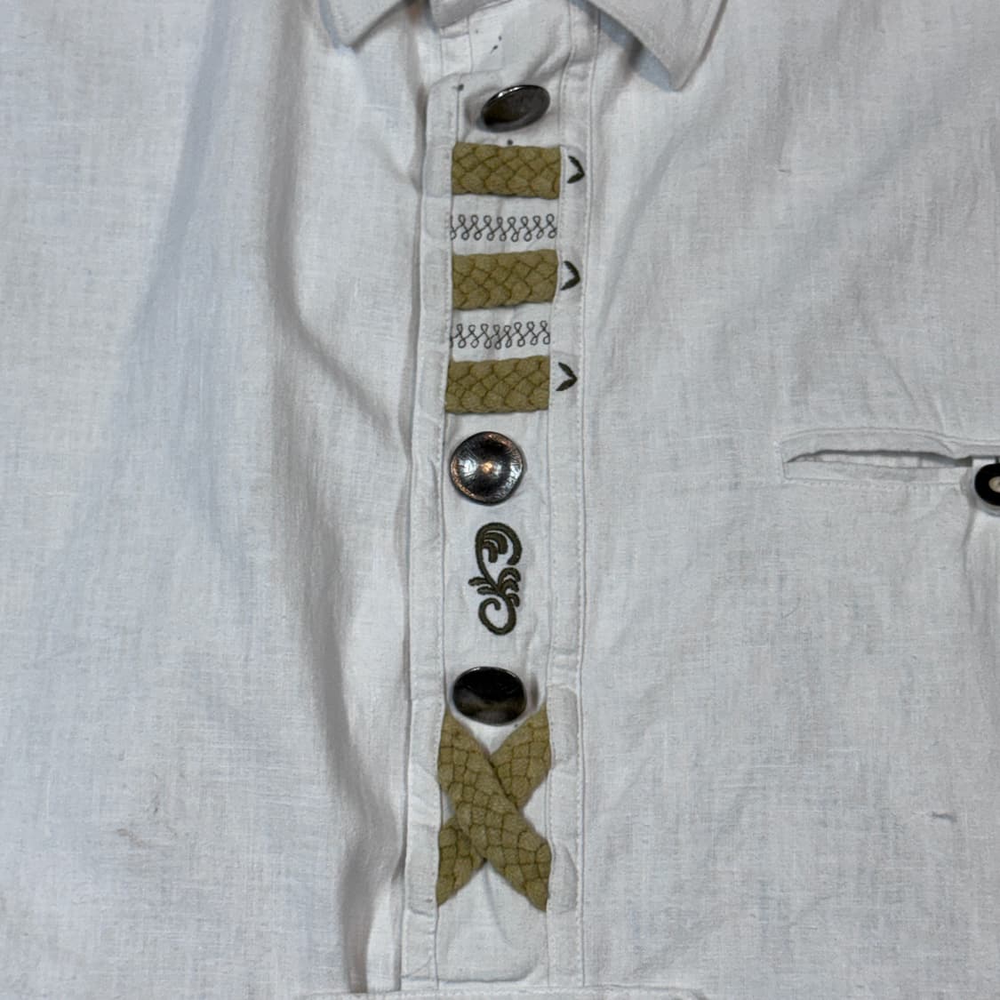 XXL) Solo 유럽 빈티지 린넨 반팔 셔츠 화이트 상품이미지4