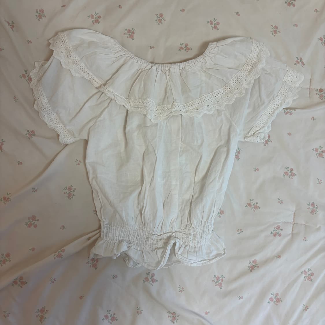 화이트 레이스 세일러 오프숄더 블라우스 상품이미지2