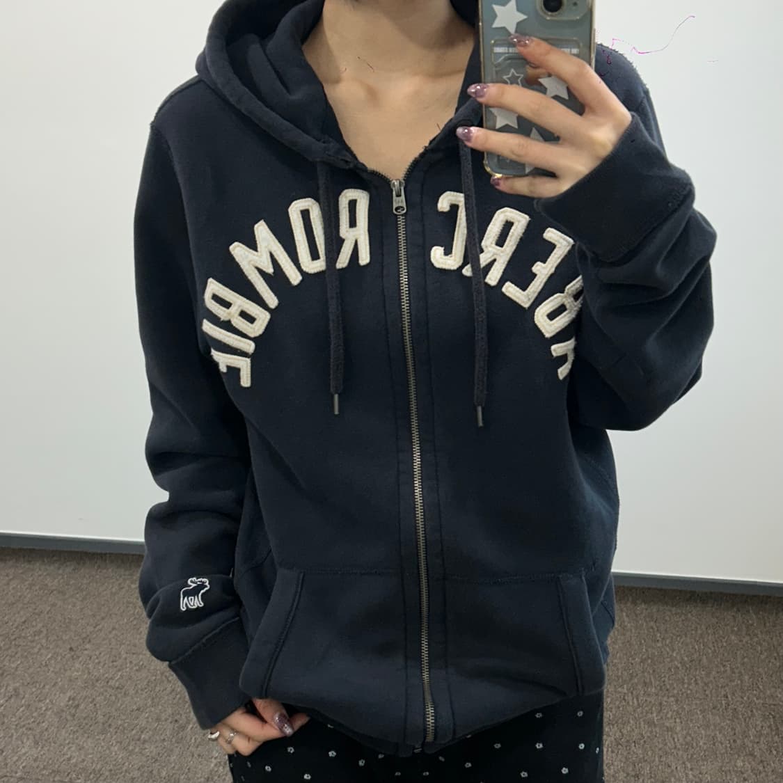 Abercrombie 아베크롬비 스펠아웃 네이비 후드집업 상품이미지2