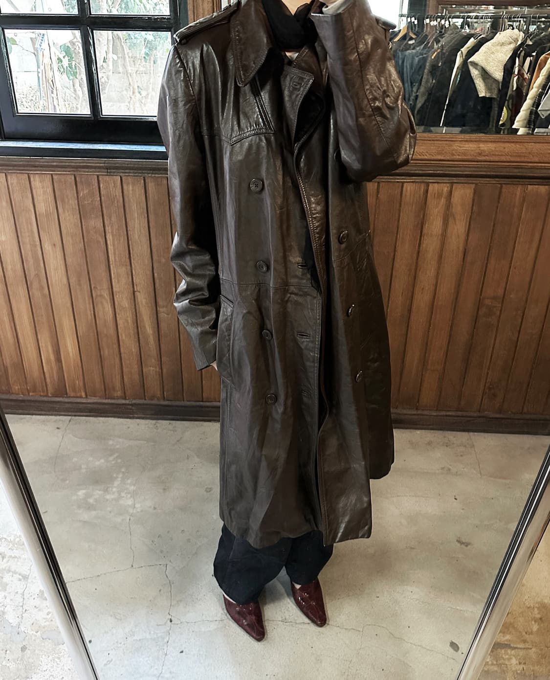 JPV brown leather over coat 상품이미지1