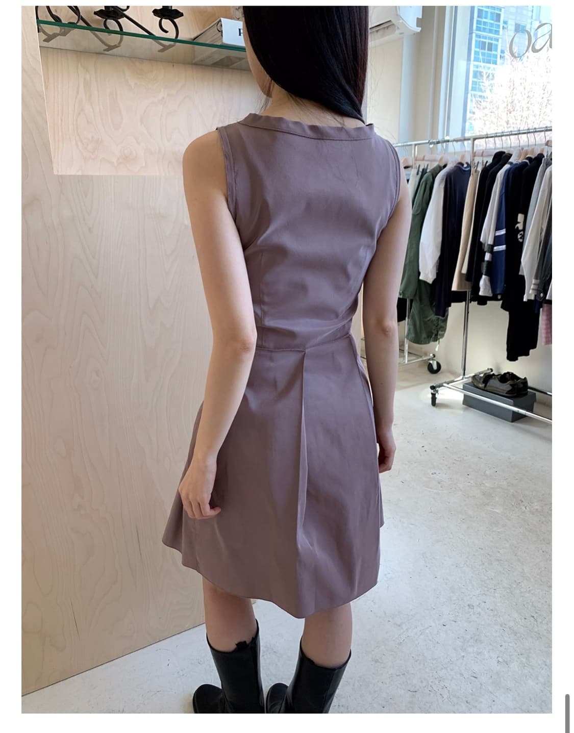 질샌더 네이비 플리츠 실크 블렌디드 미드 드레스 원피스 상품이미지2