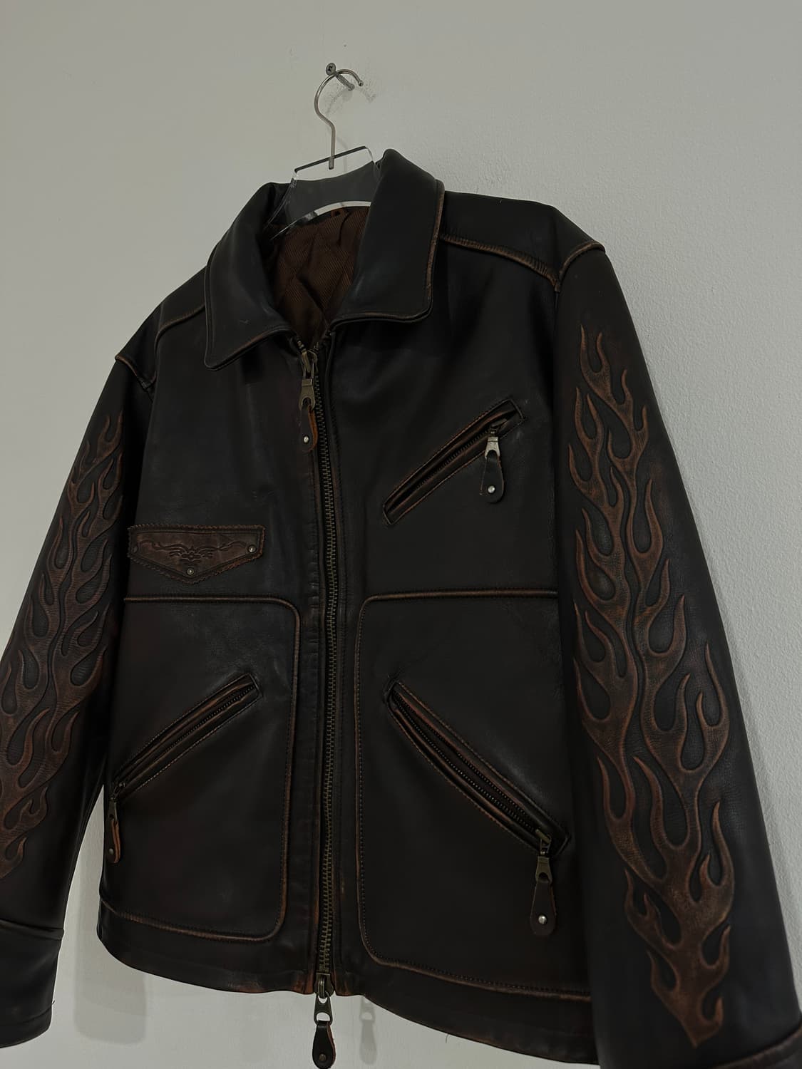 빈티지 플레임 레더 자켓 상품이미지2