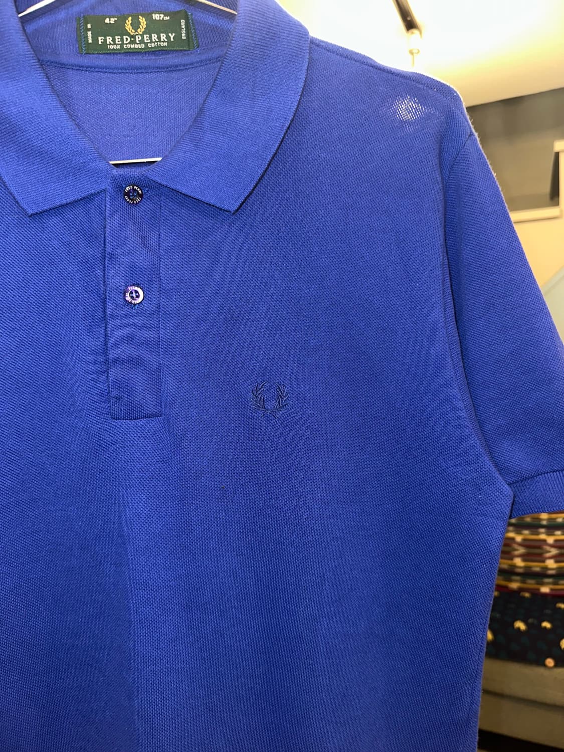 90’s Fred Perry England blue collar T 상품이미지3