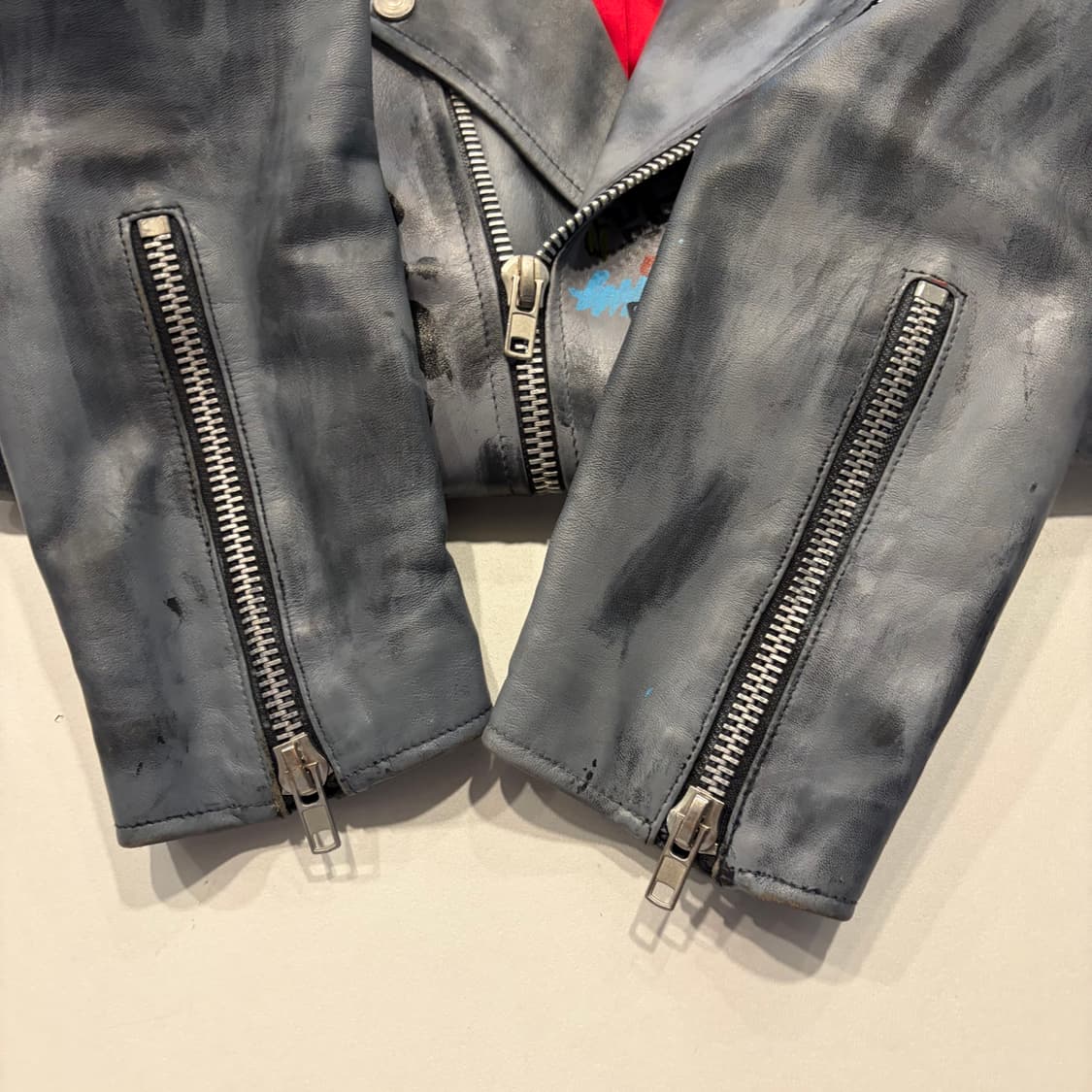 [M] 마하그리드 램스킨 양가죽 페인팅 레더 자켓 D619 상품이미지6