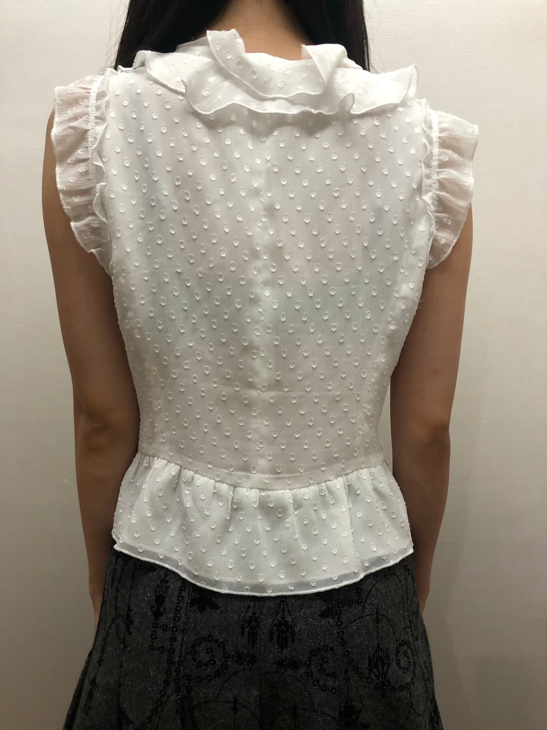빈티지 화이트 프릴 도트 블라우스 상품이미지9