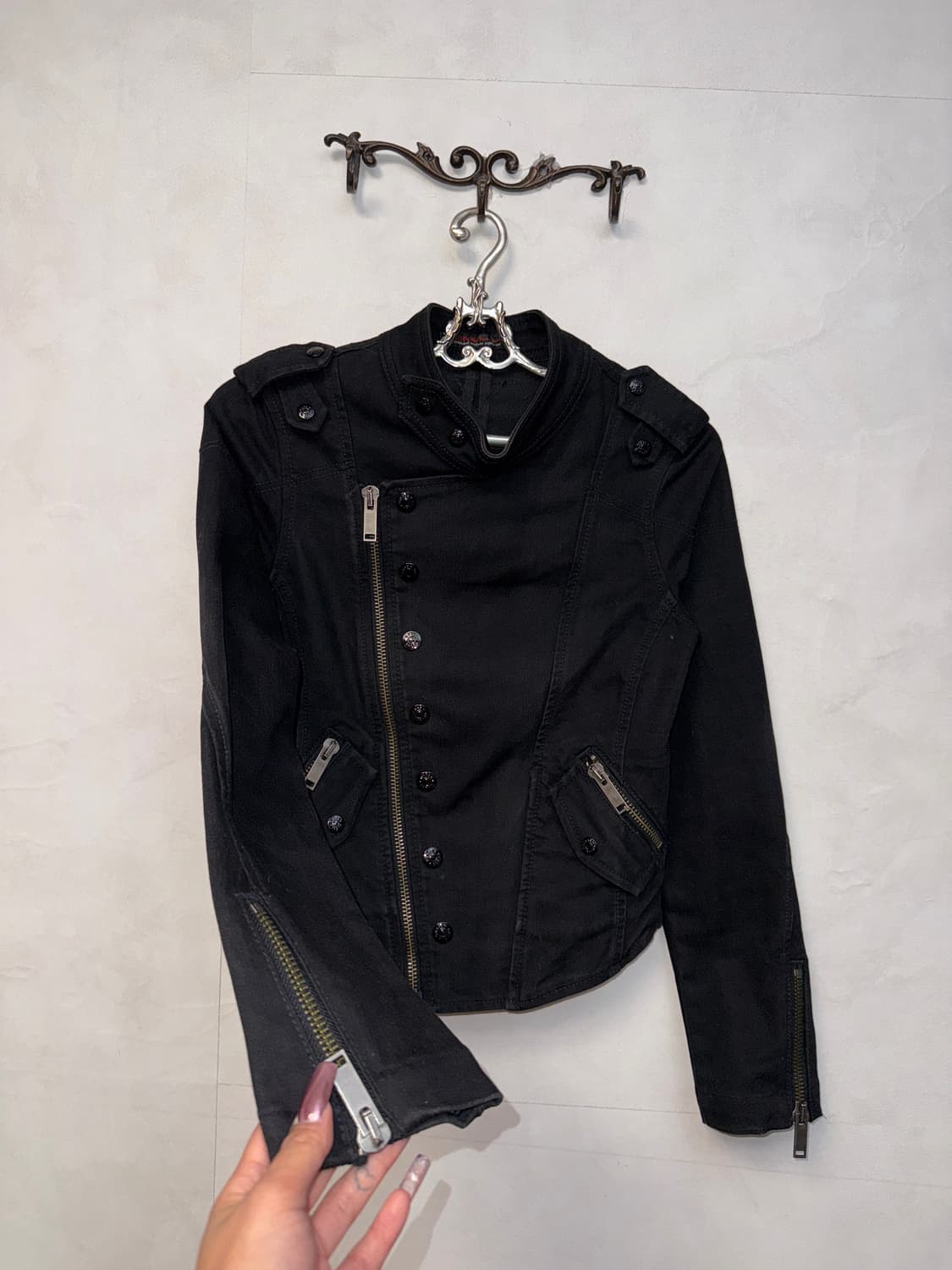 Guess black button slim rider jacket  상품이미지2