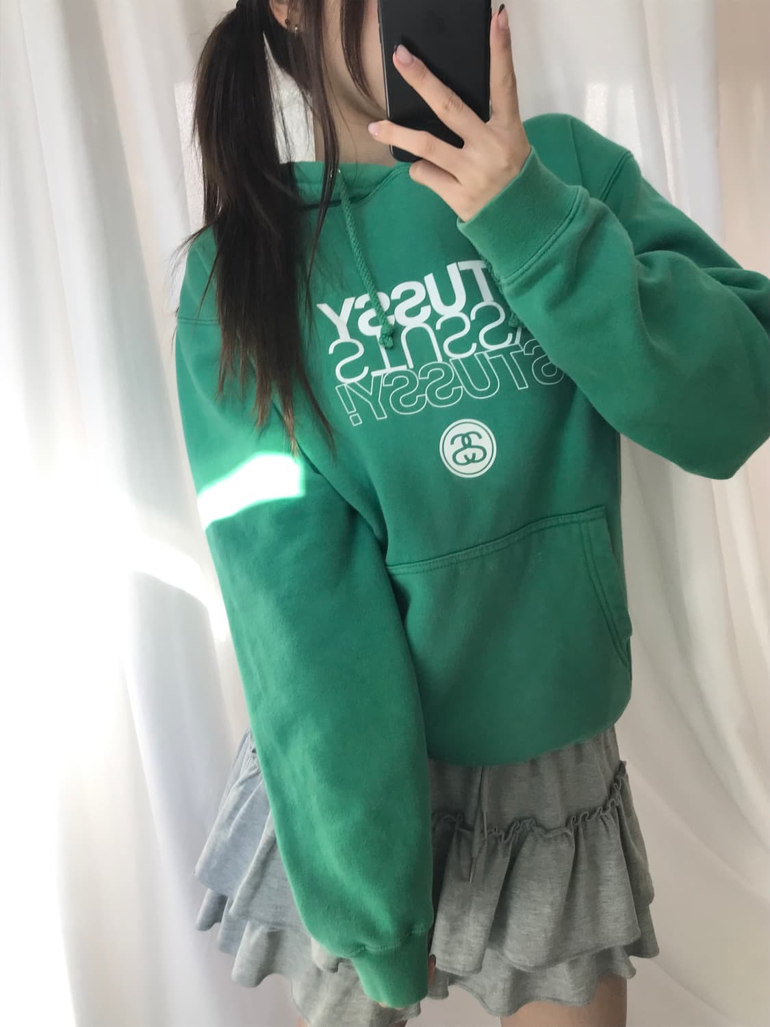 Stussy 스투시 그린컬러 로고 후드티 상품이미지1