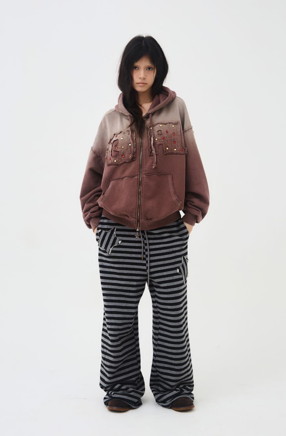 익스파이어드걸 스트라이프 빅 스웻팬츠 상품이미지1