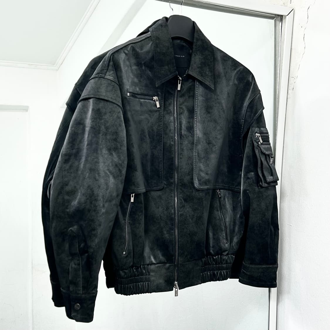 트리밍버드 스웨이드 매트 블랙 레더 자켓 상품이미지3