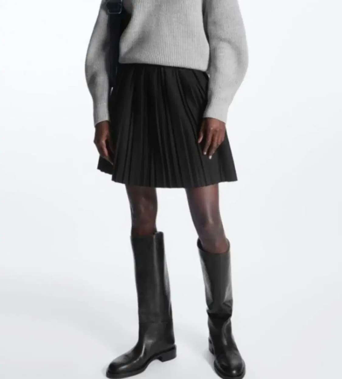 Cos 플리티드 울 블렌드 미니 스커트 블랙 34 상품이미지1