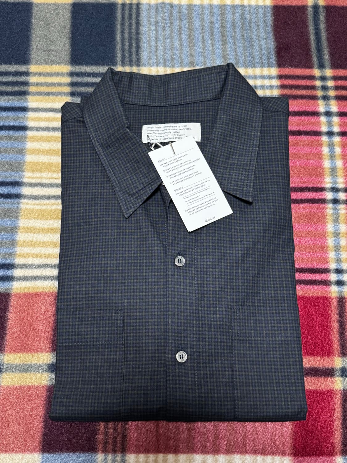 새상품) 다이브인 반팔 체크 셔츠 (네이비,2) 상품이미지1