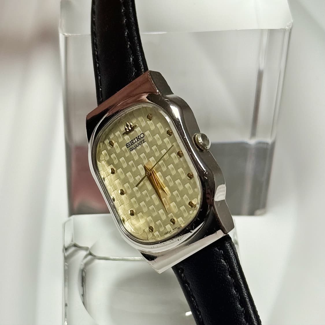 80s 빈티지 세이코 위빙 텍스처 다이얼 웨이브 케이스 워치 상품이미지3