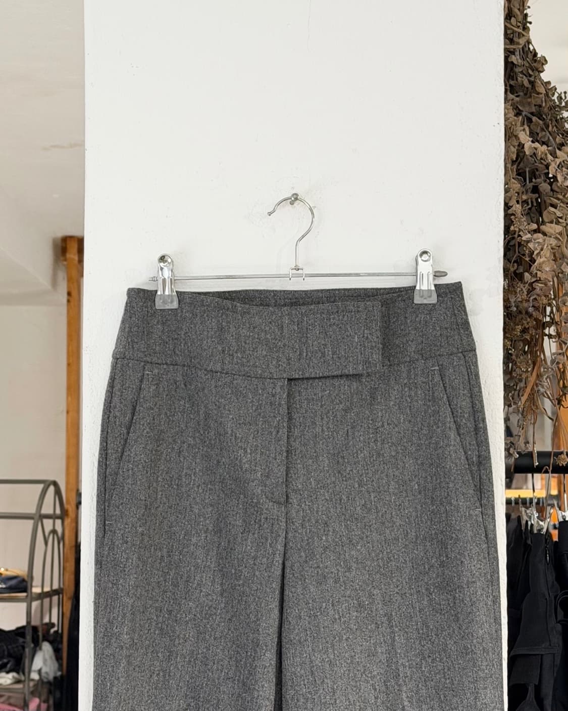 질샌더 네이비 그레이 울 스트레이트 팬츠 상품이미지2