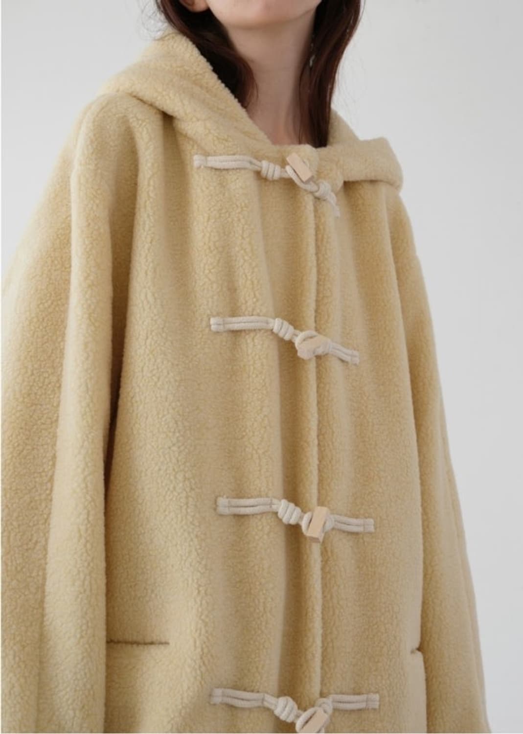 새제품) 아모멘토 퍼 토글 더플 코트 os 뽀글이 상품이미지2