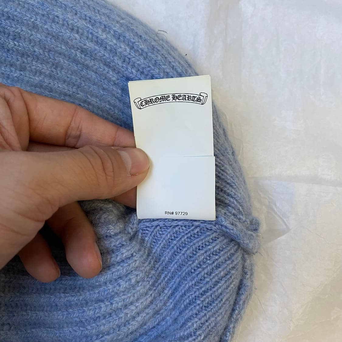 [Free] 크롬하츠 빅 대디 캐시미어 비니 라이트 블루 화이트 상품이미지8