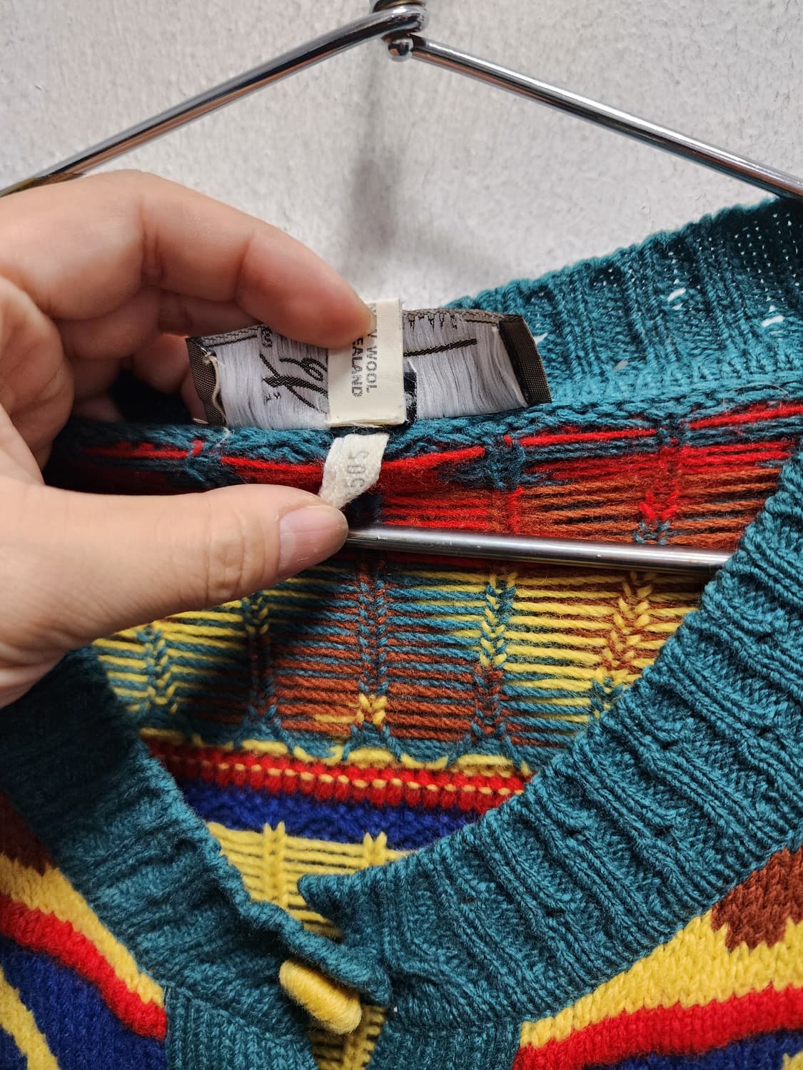 뉴질랜드 빈티지 100wool 패턴 니트 가디건 상품이미지7