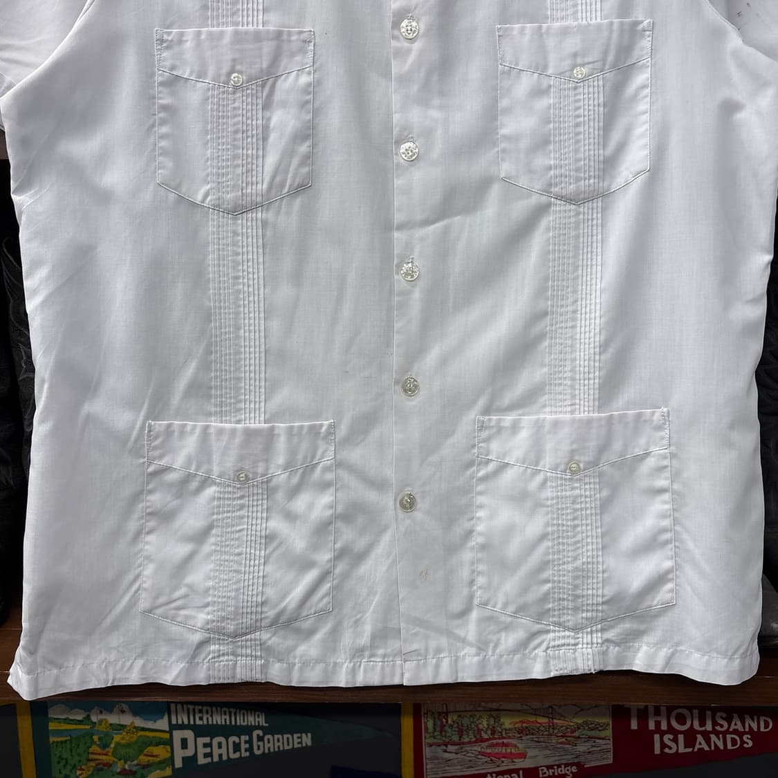 80~90s 반호이젠417 베이직 라이닝 구아야베라 쿠바셔츠 N1236 상품이미지4