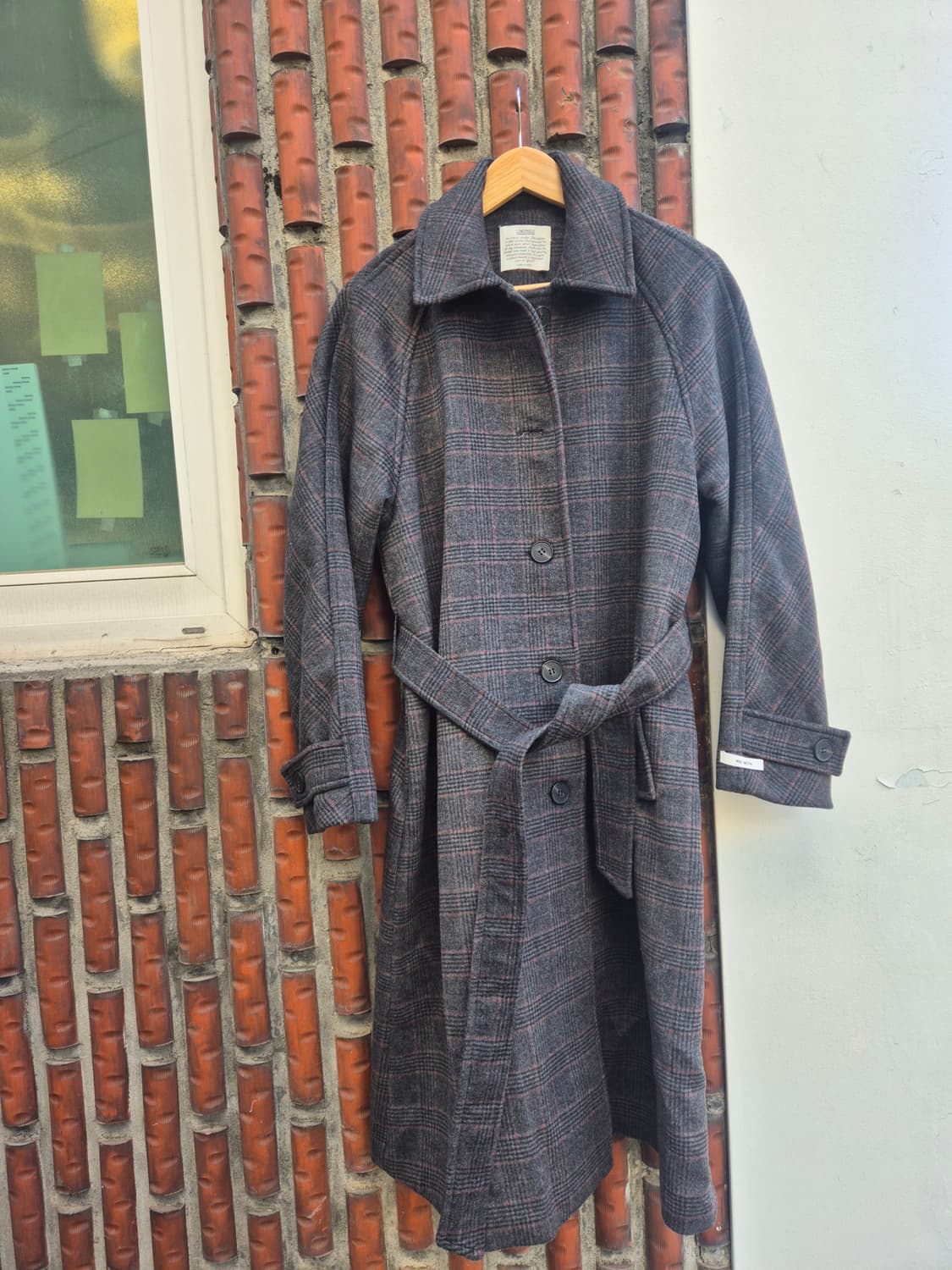 런던버스 울 체크 롱 코트입니다 상품이미지3