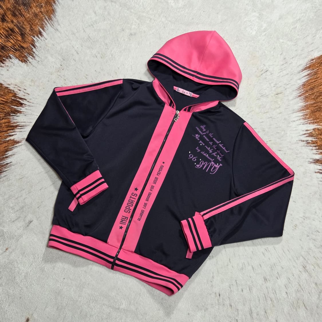 Y2K 키치 큐빅 후드 져지 상품이미지1