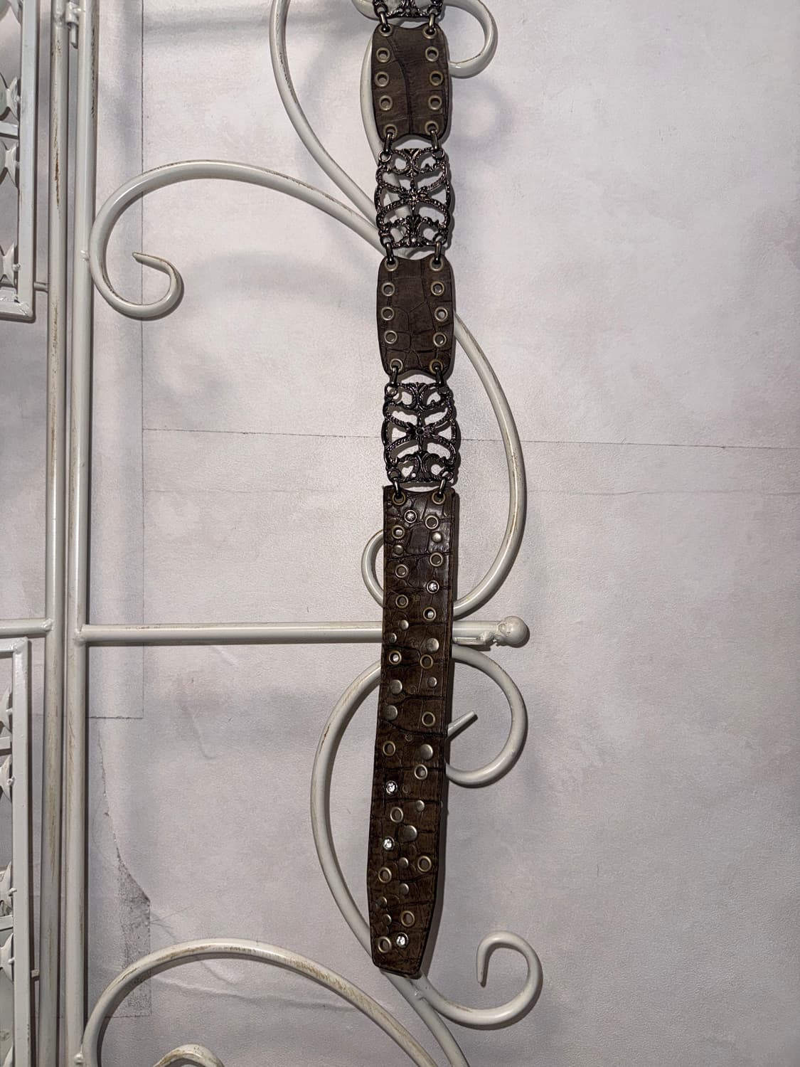 Brown python oriental punching stud belt 상품이미지6