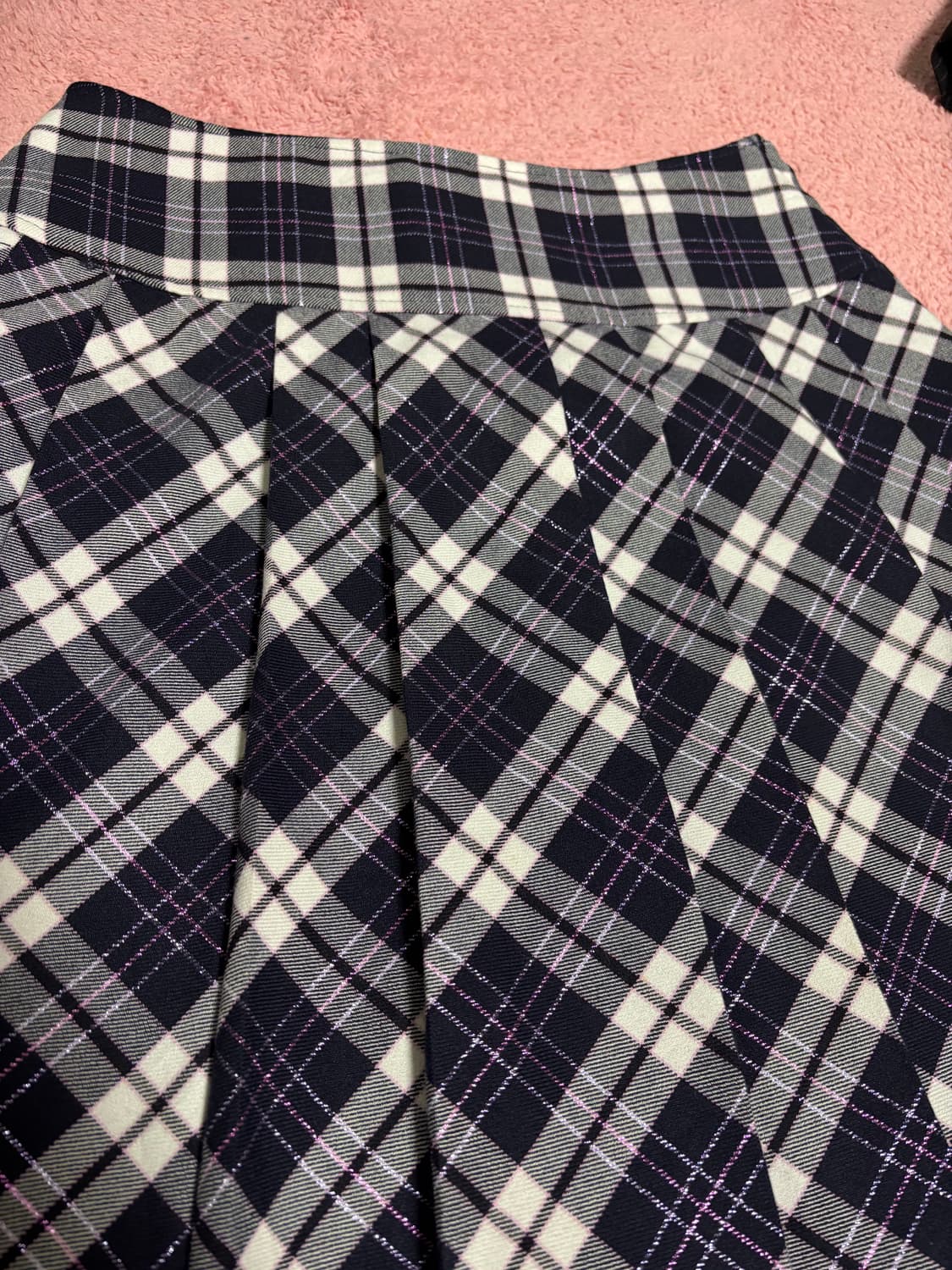 슈가슈가룬 쇼콜라깔 보라 체크 스커트 상품이미지2