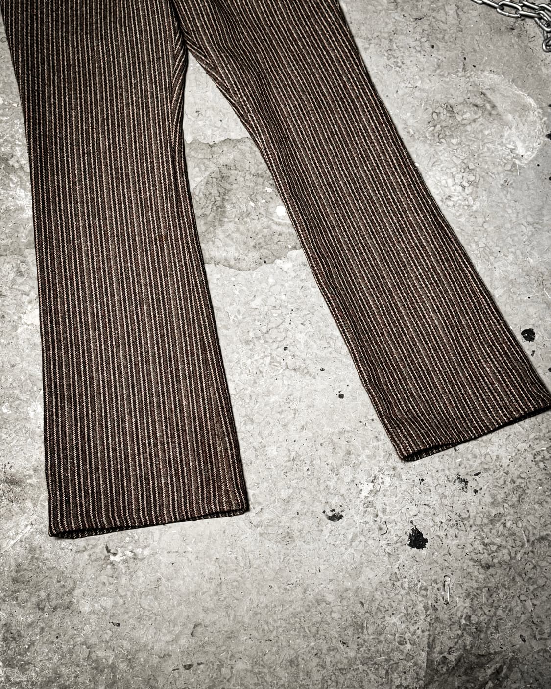 Brown Pinstripe Wool Boot-cut pants 상품이미지4