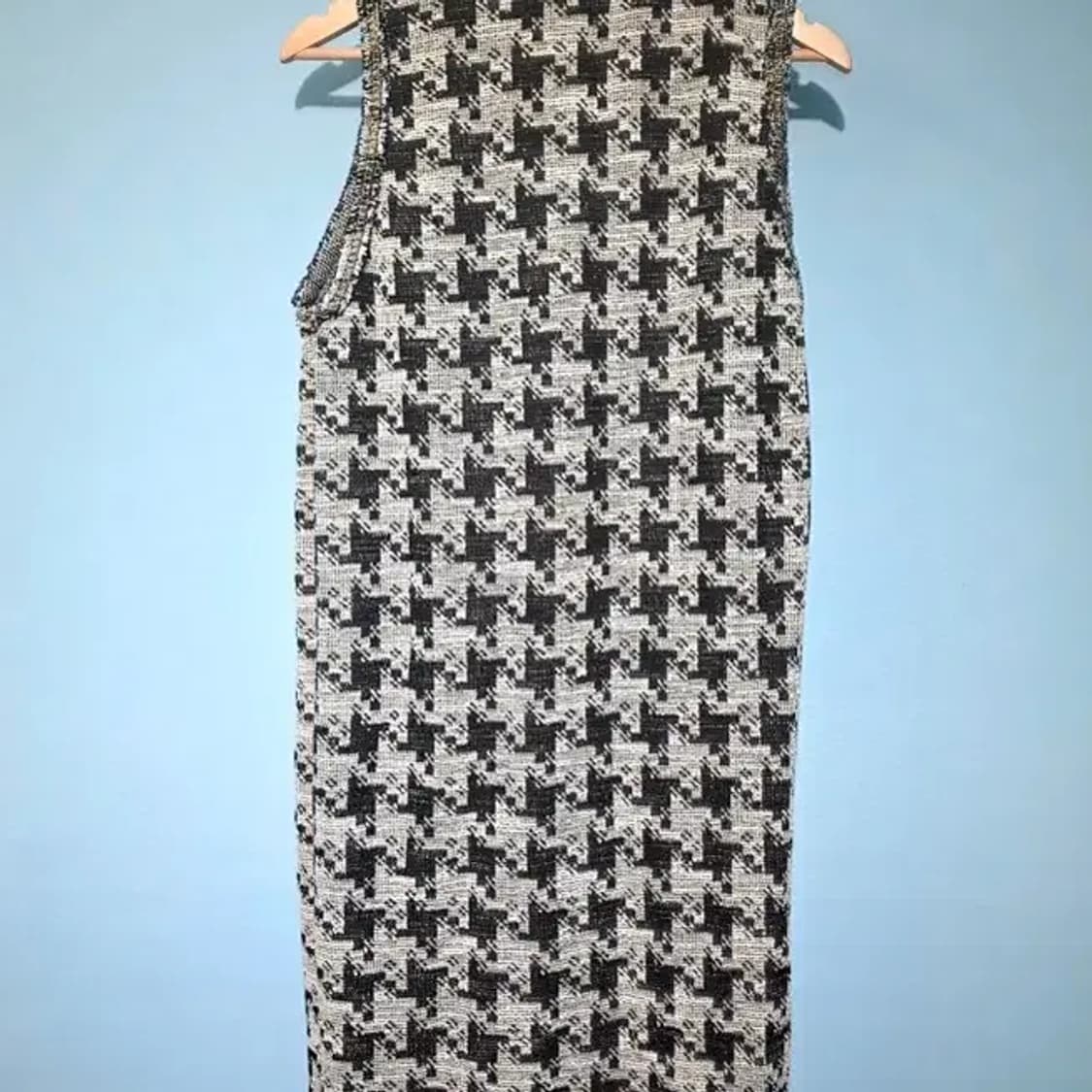 [새상품] ZARA 진주 버튼 하운드투스 체크 트위드 원피스 55 상품이미지7