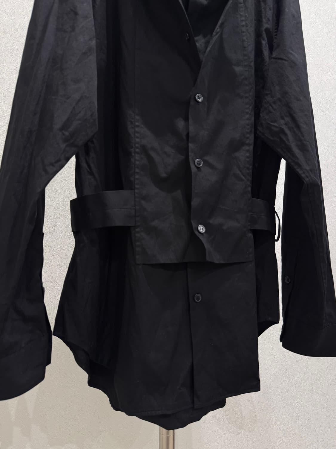 요지야마모토 뿌르옴므 19aw 레이어드 벨티드 롱 셔츠 상품이미지8