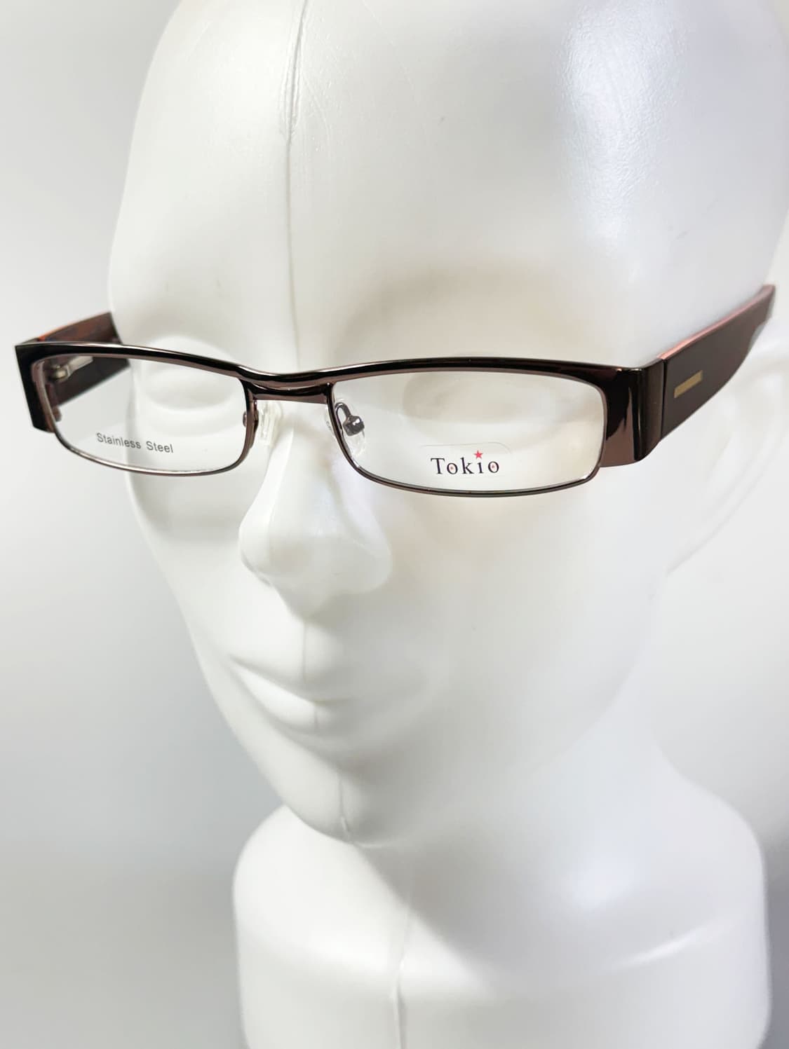 90s TOKIO 브라운 메탈 투브릿지 슬림 스퀘어 빈티지 안경 상품이미지9