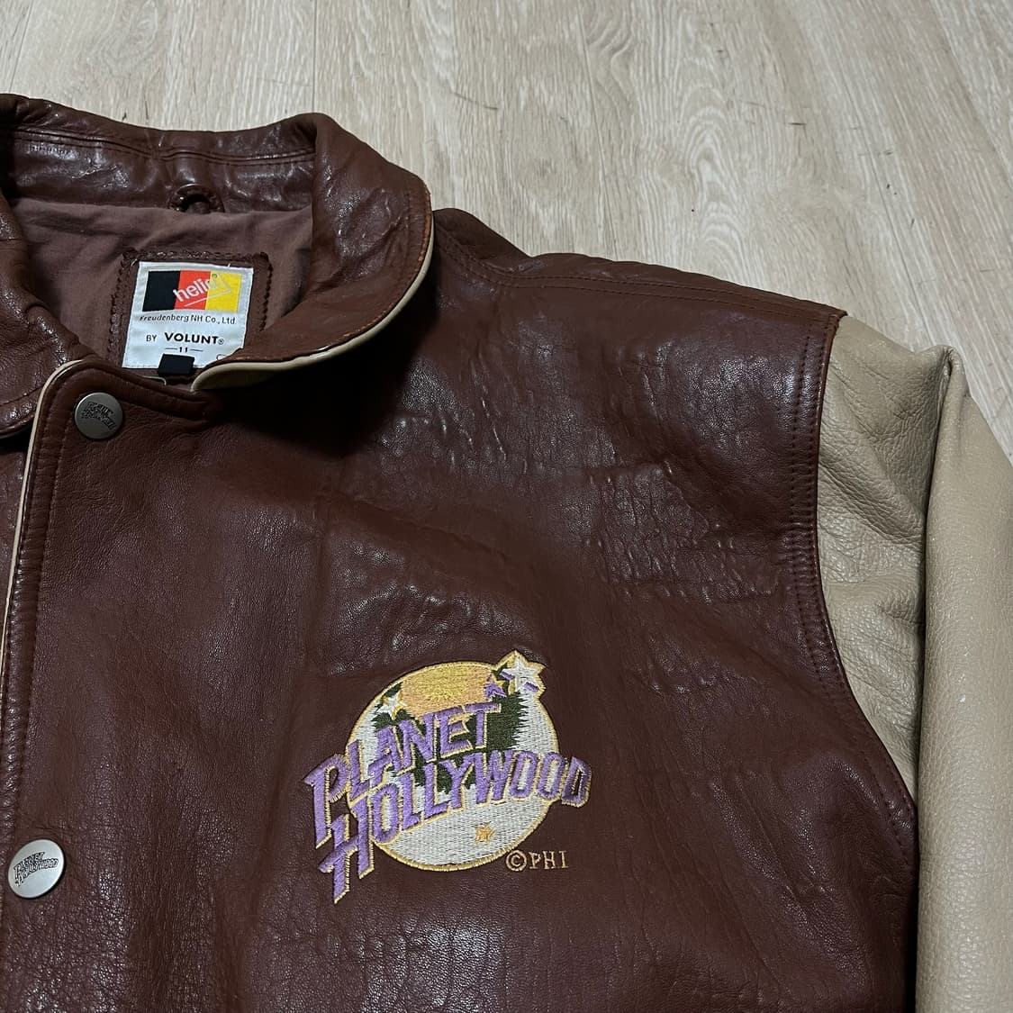 플래닛 할리우드 90s 양가죽 봄버 바시티 가죽자켓 XL/105 상품이미지3