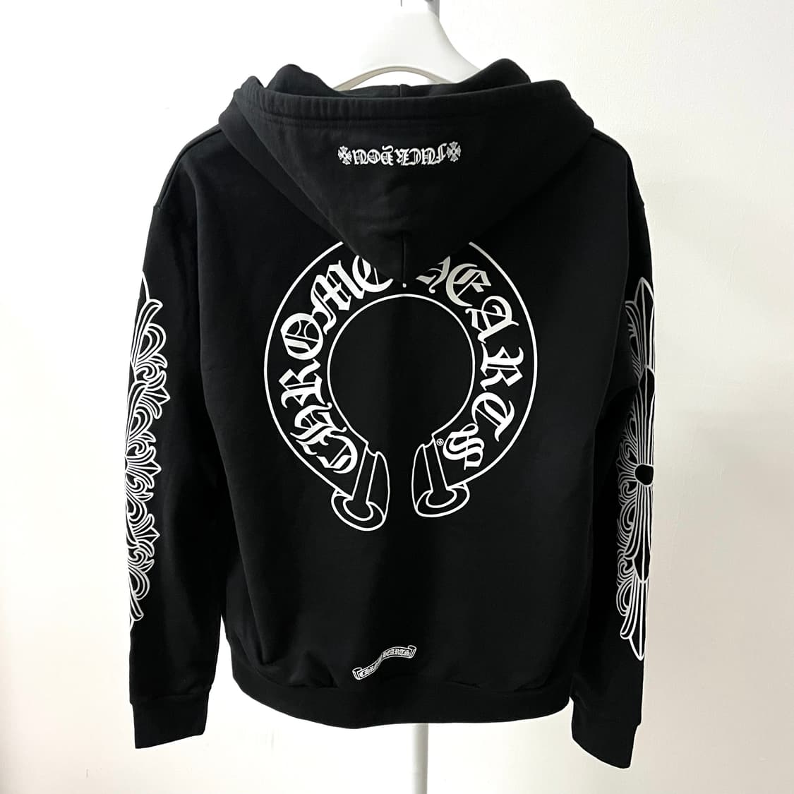 [S급/정품] 크롬하츠 홀스슈 플로랄 퍽유 로고 후드집업 블랙 s 상품이미지2