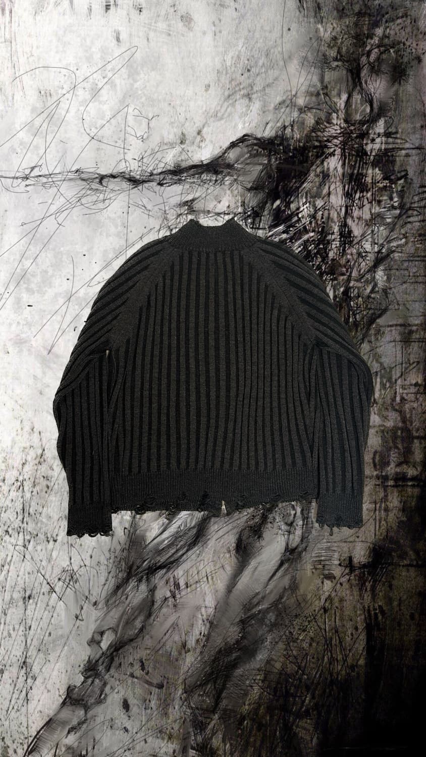 Contrast Damage knit Zip up 상품이미지2