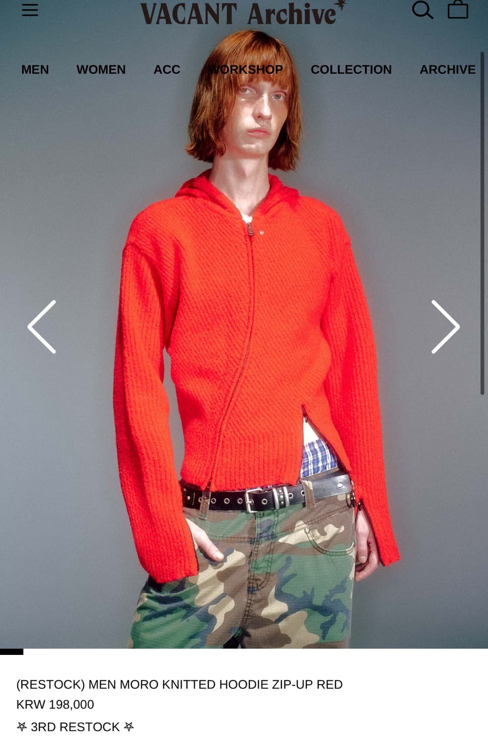 [L] vacant archive 후드 니트 레드 상품이미지1