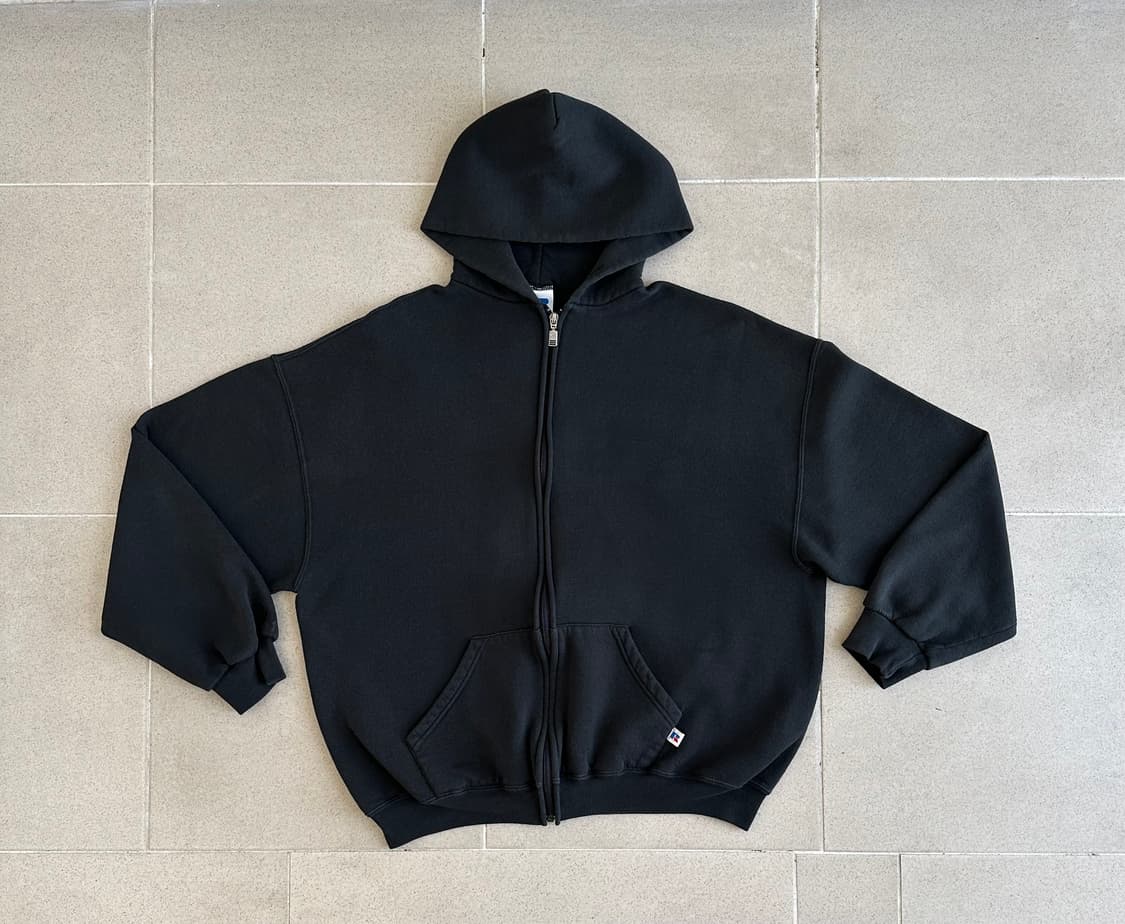 90s 빈티지 러셀 후드집업 블랙 XL 상품이미지1