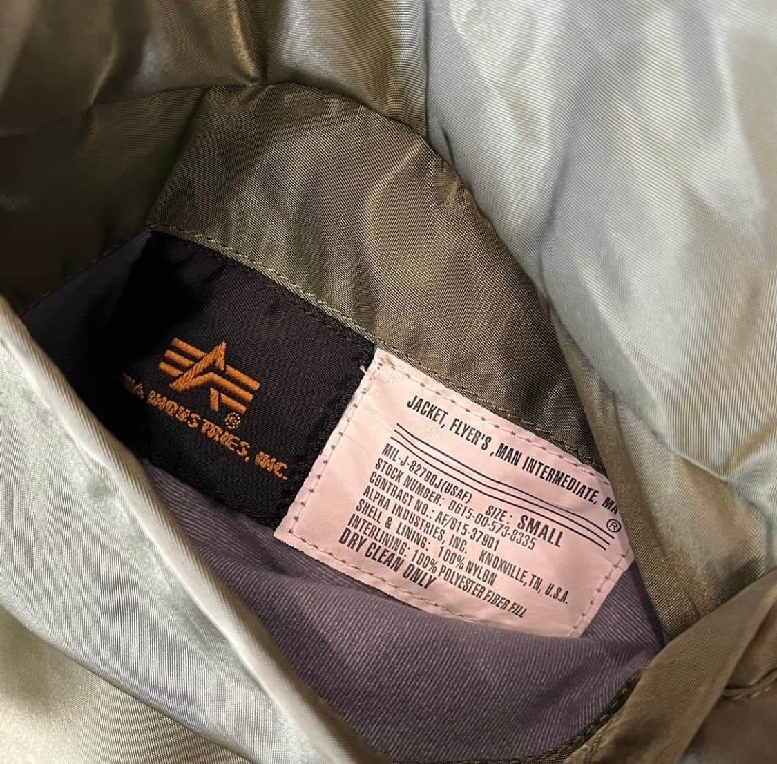 알파인더스트리 정품 카키 ma-1 자켓 상품이미지6