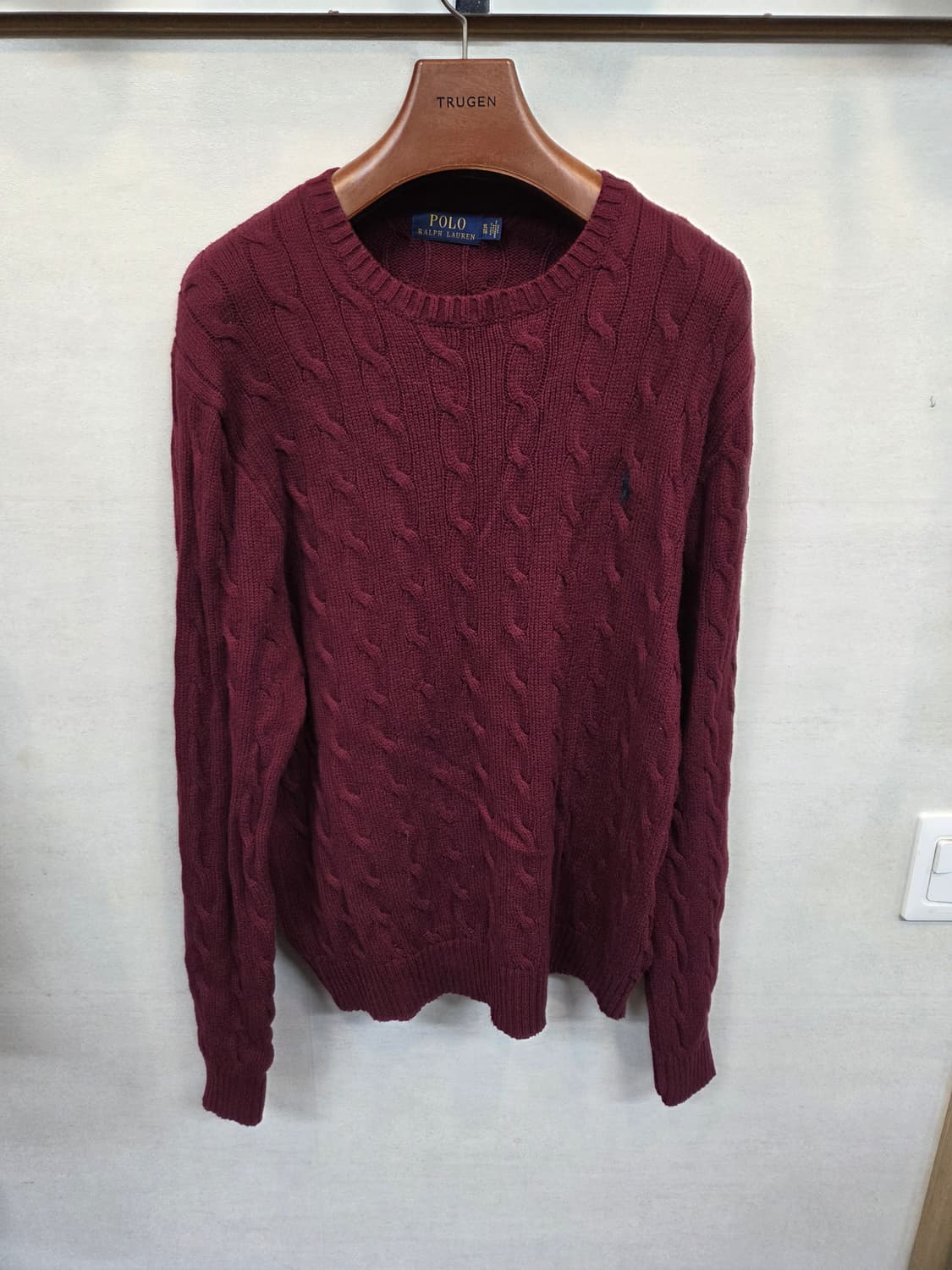 폴로랄프로렌 케이블 꽈배기 니트 xl 버건디 상품이미지1