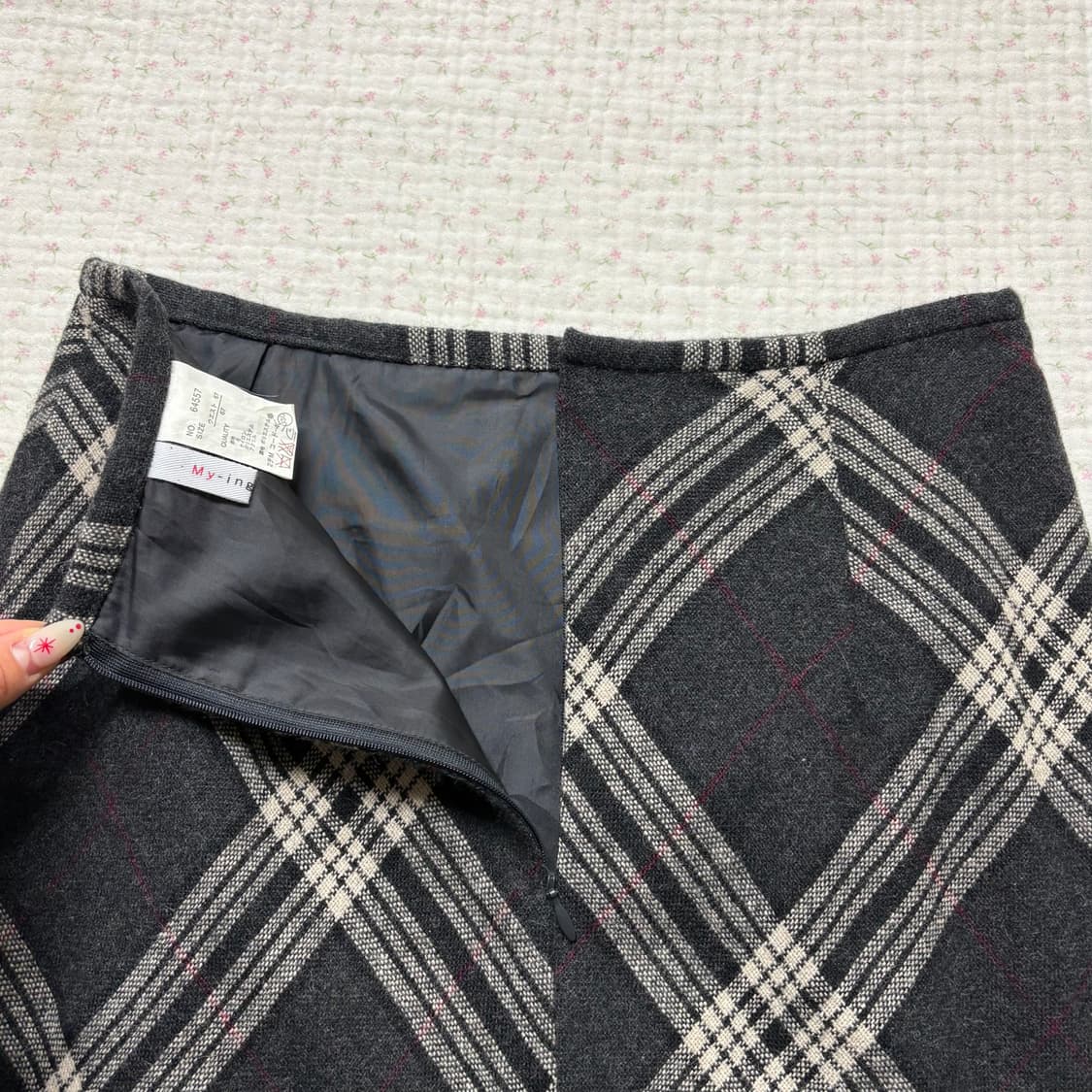 JPN/ 울스커트 모리룩울스커트 겨울롱스커트 빈티지롱스커트 체크롱스커트 상품이미지6