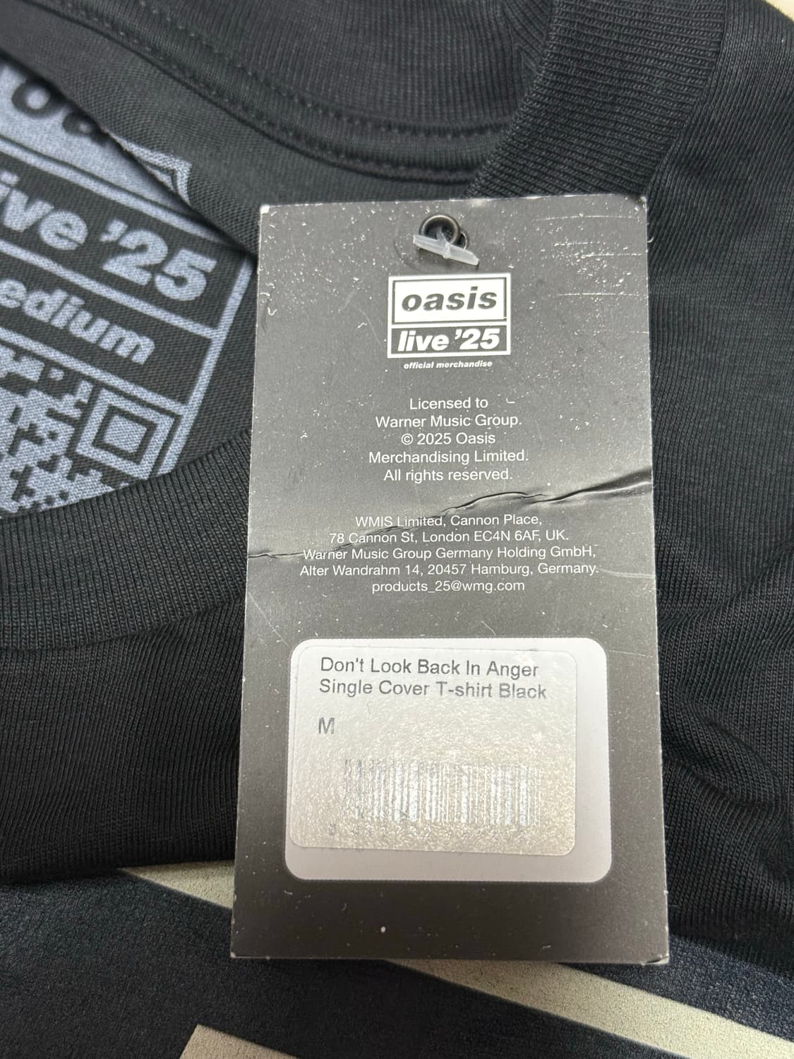 공식 오아시스 라이브 25 돈룩백인앵거 티셔츠 상품이미지5