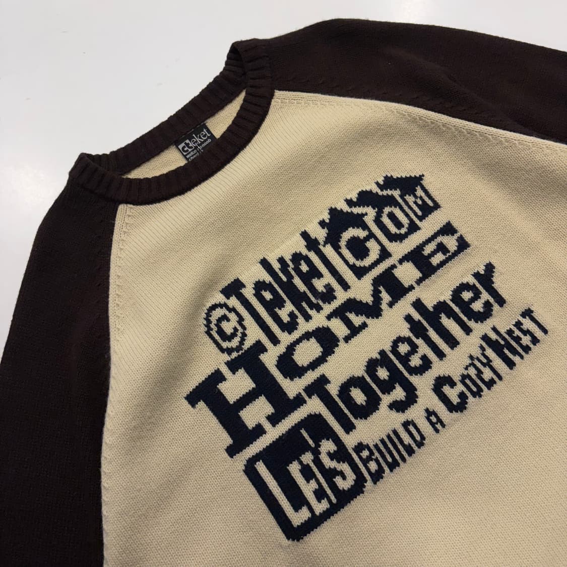 [M] 테켓 나그랑 배색 니트 스웨터 브라운 D292 상품이미지3