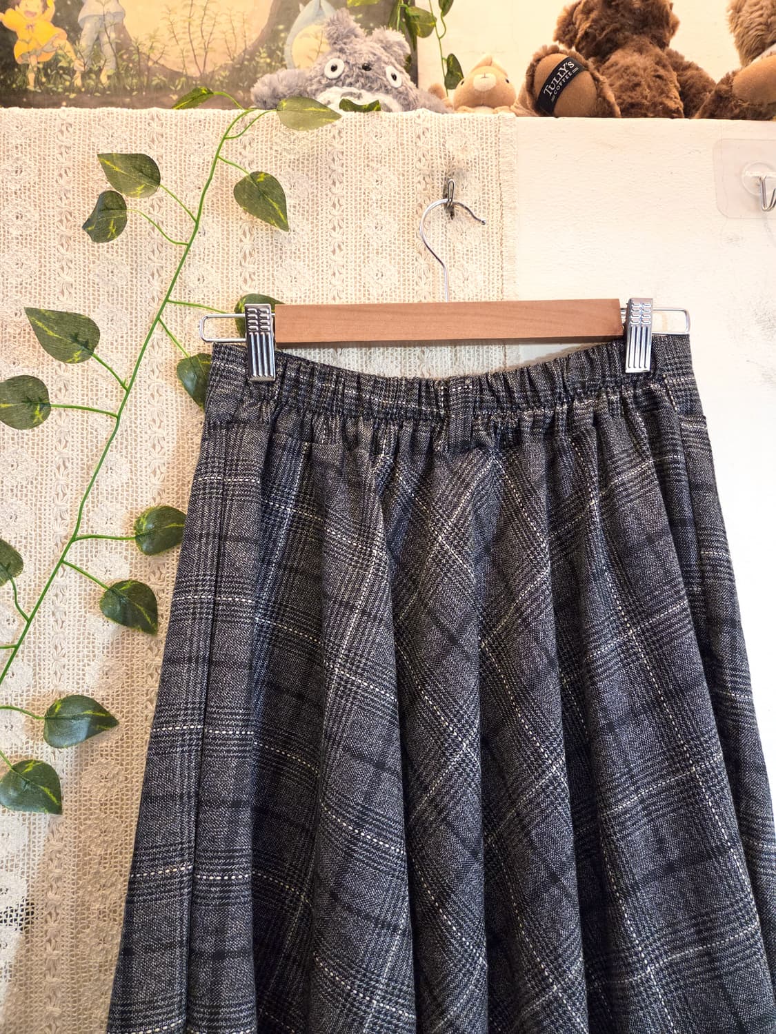 차콜 체크 롱스커트 상품이미지5