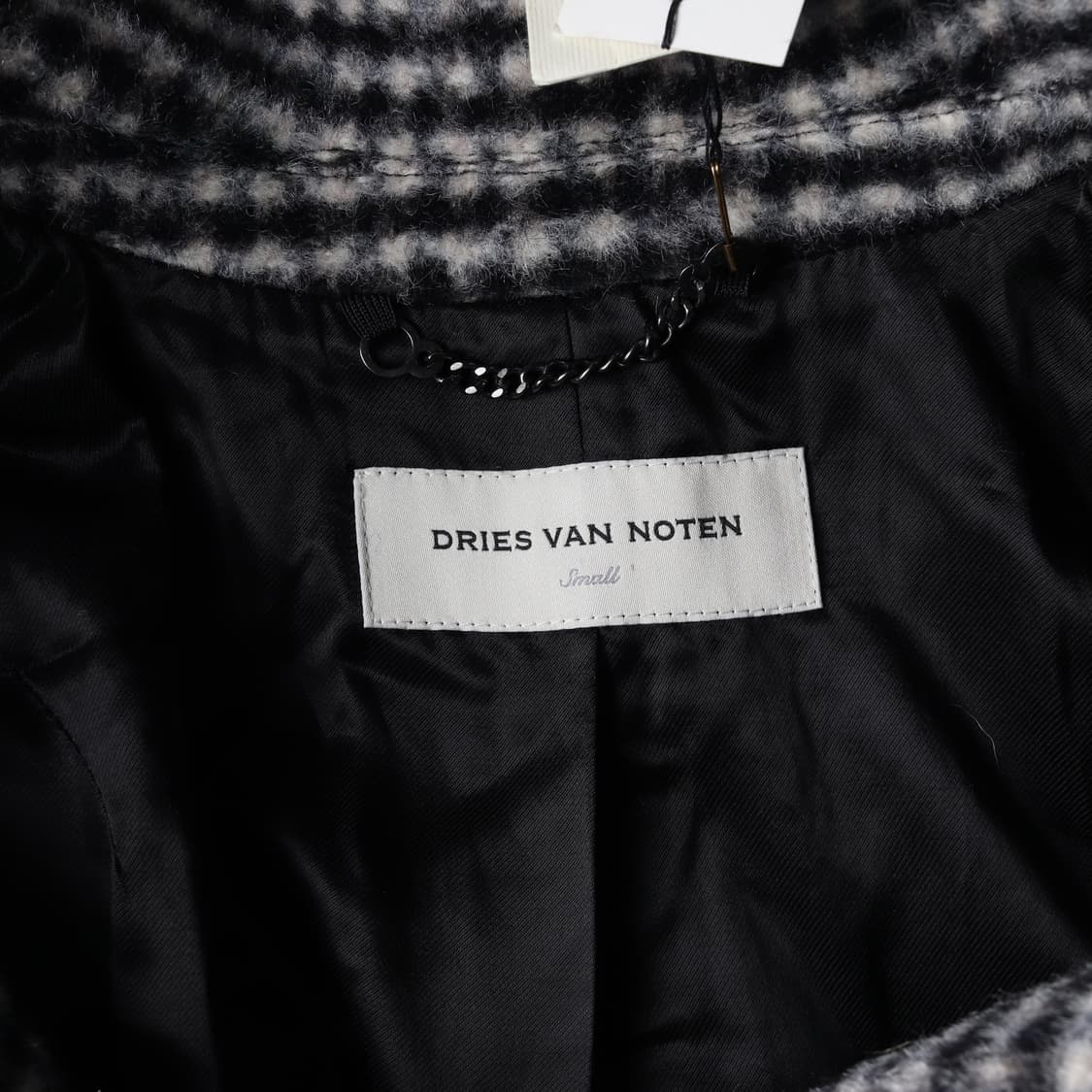 (새상품) 드리스반노튼 체크 패턴 울 블렌드 모헤어 롱 코트 상품이미지4