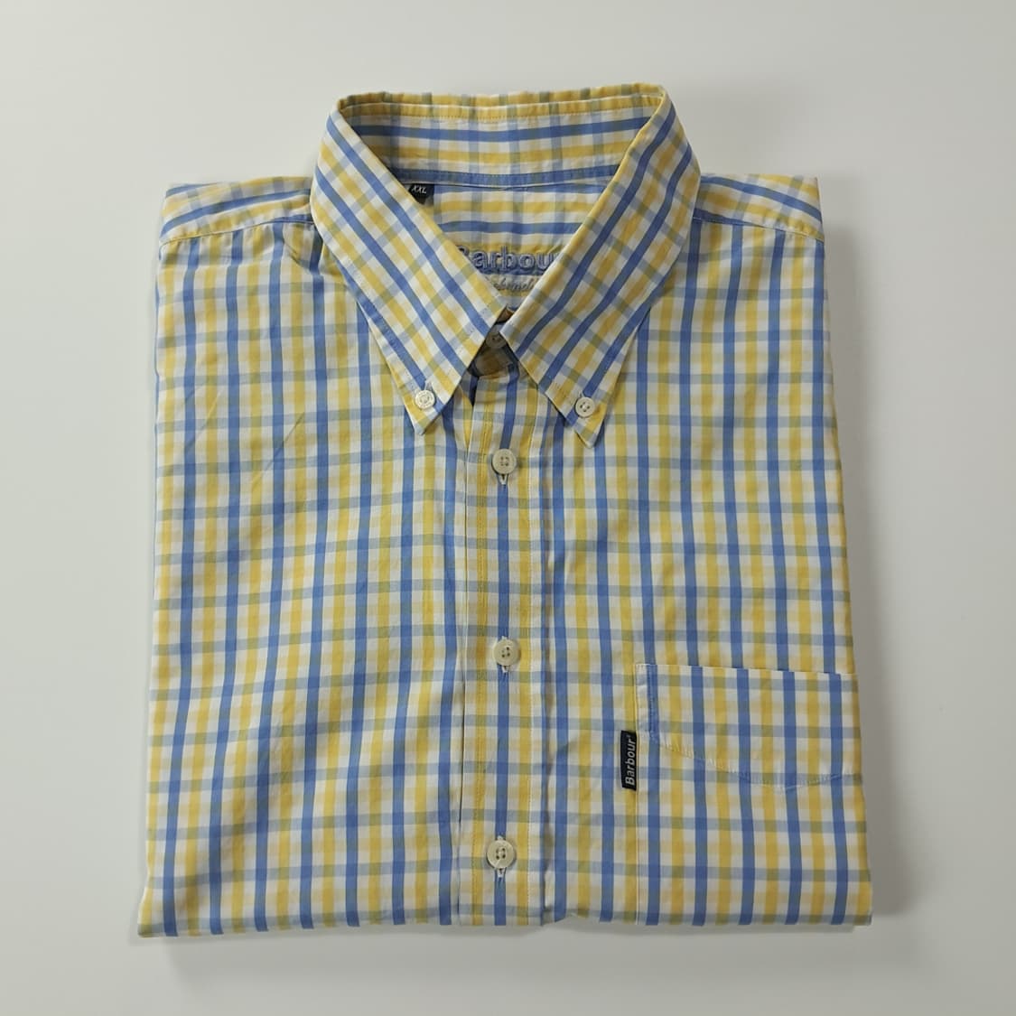 CK365 2XL 바버 00s 옐로우 블루 멀티 체크 반팔 셔츠 남방 상품이미지8