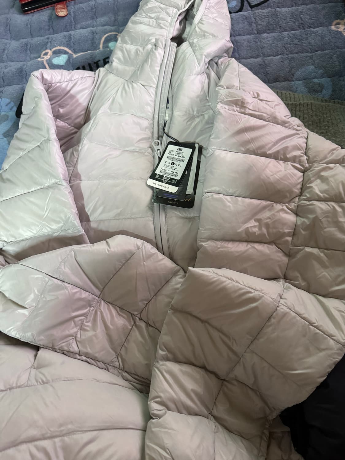 NBA 워리어스 경량 패딩 후드 점퍼 그레이 상품이미지3